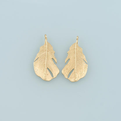 18K Gold Filled Leaf Pendant,Dainty Leaf Charm Bracelet Necklace for DIY Jewelry Making Supply