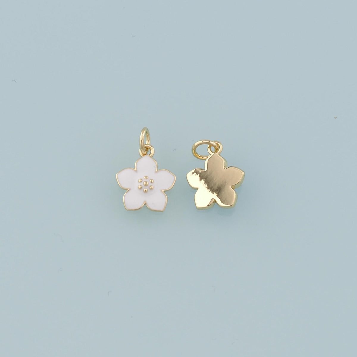 18K Gold Filled Enamel Flower Charm Pendant for Jewelry Making