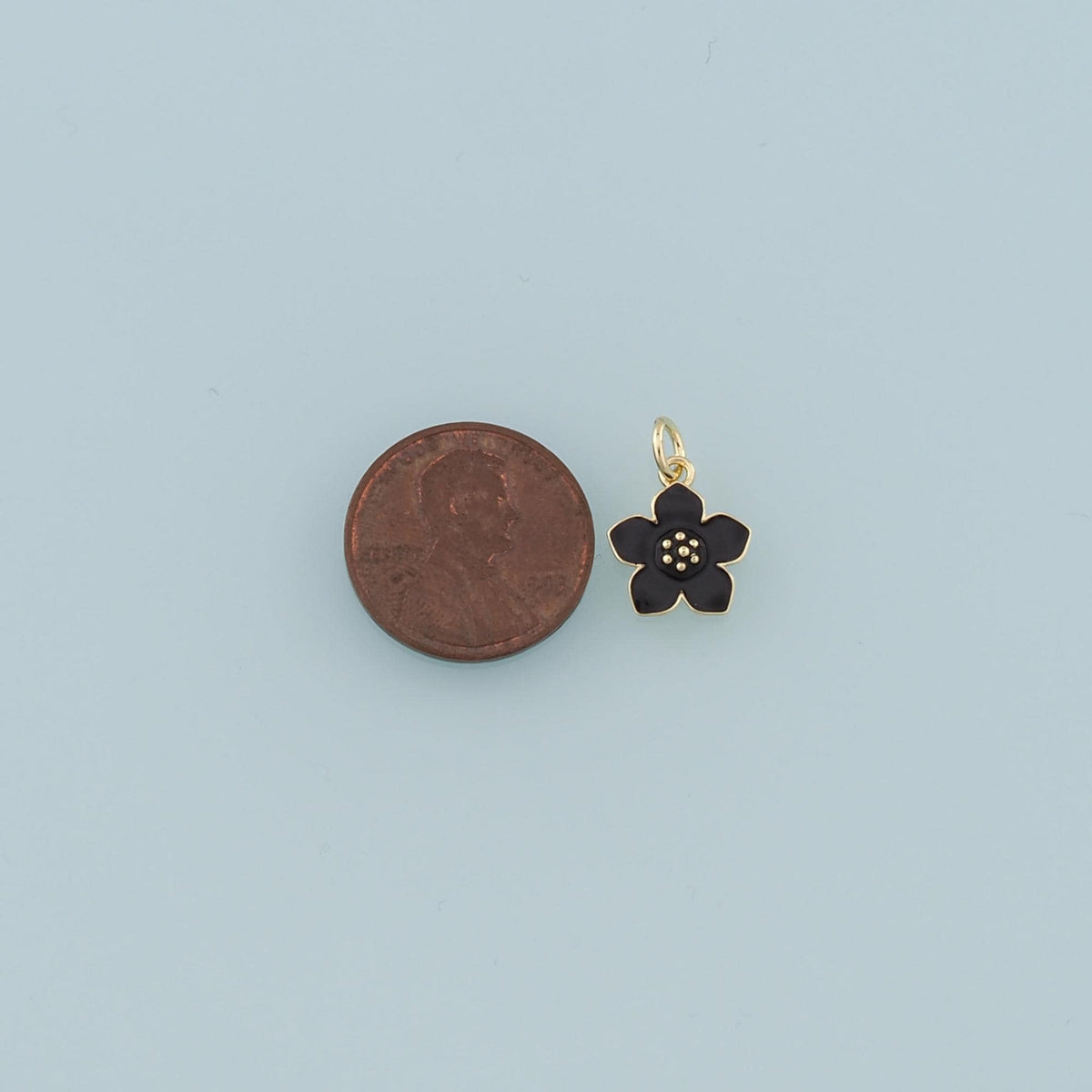18K Gold Filled Enamel Flower Charm Pendant for Jewelry Making