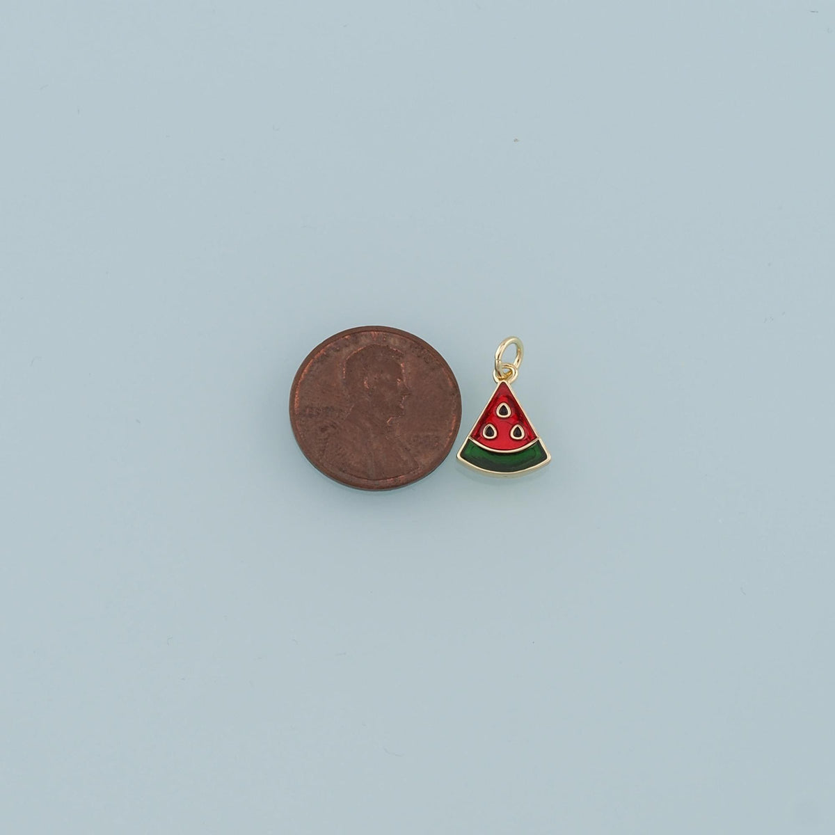 18K Gold Filled Watermelon Pendant,Enamel Fruit Charm Bracelet Necklace for DIY Jewelry Making Supply