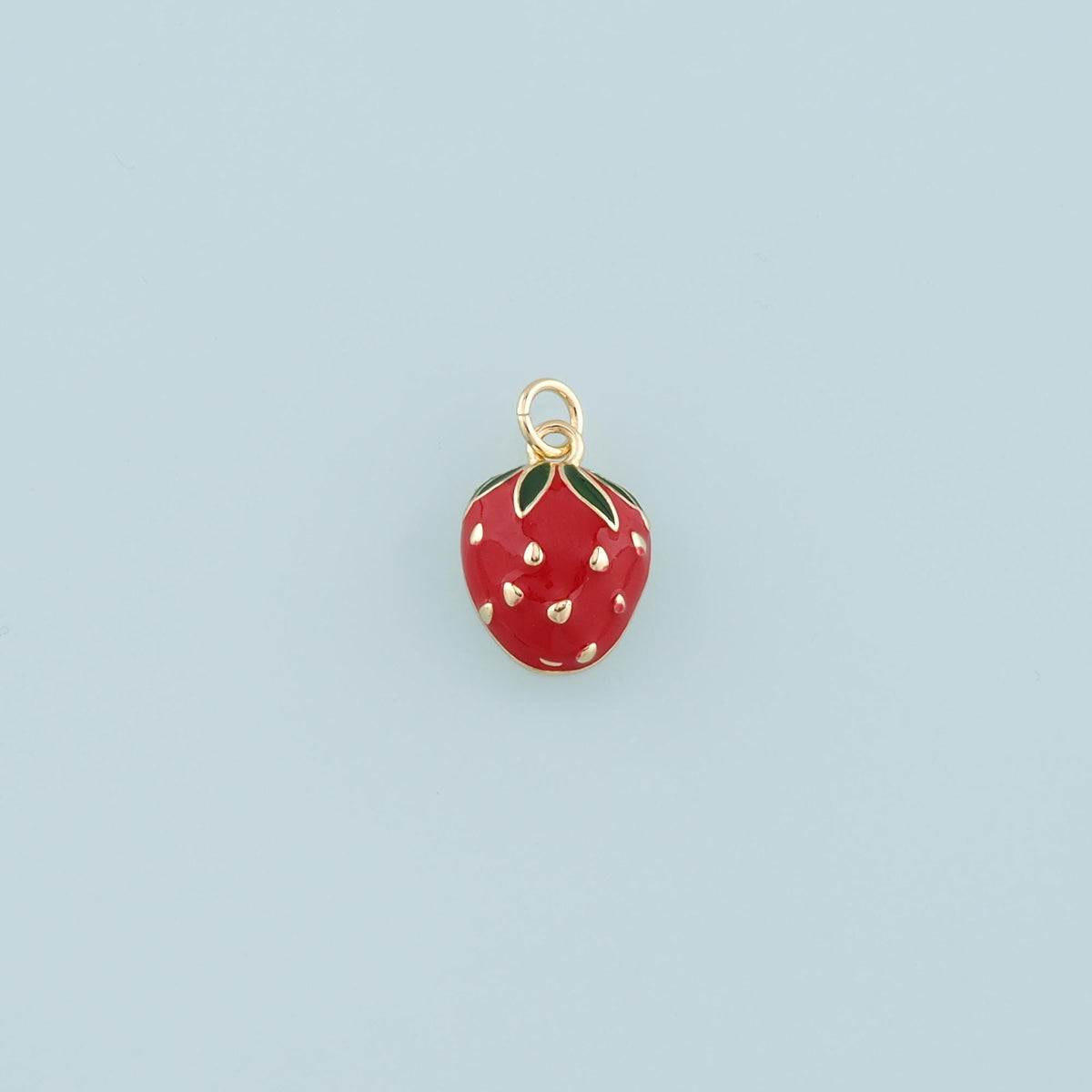 Gold Strawberry Charms,18K Gold Filled Strawberry Pendant,Enamel Fruit Charm Bracelet Necklace for DIY Jewelry Making Supply