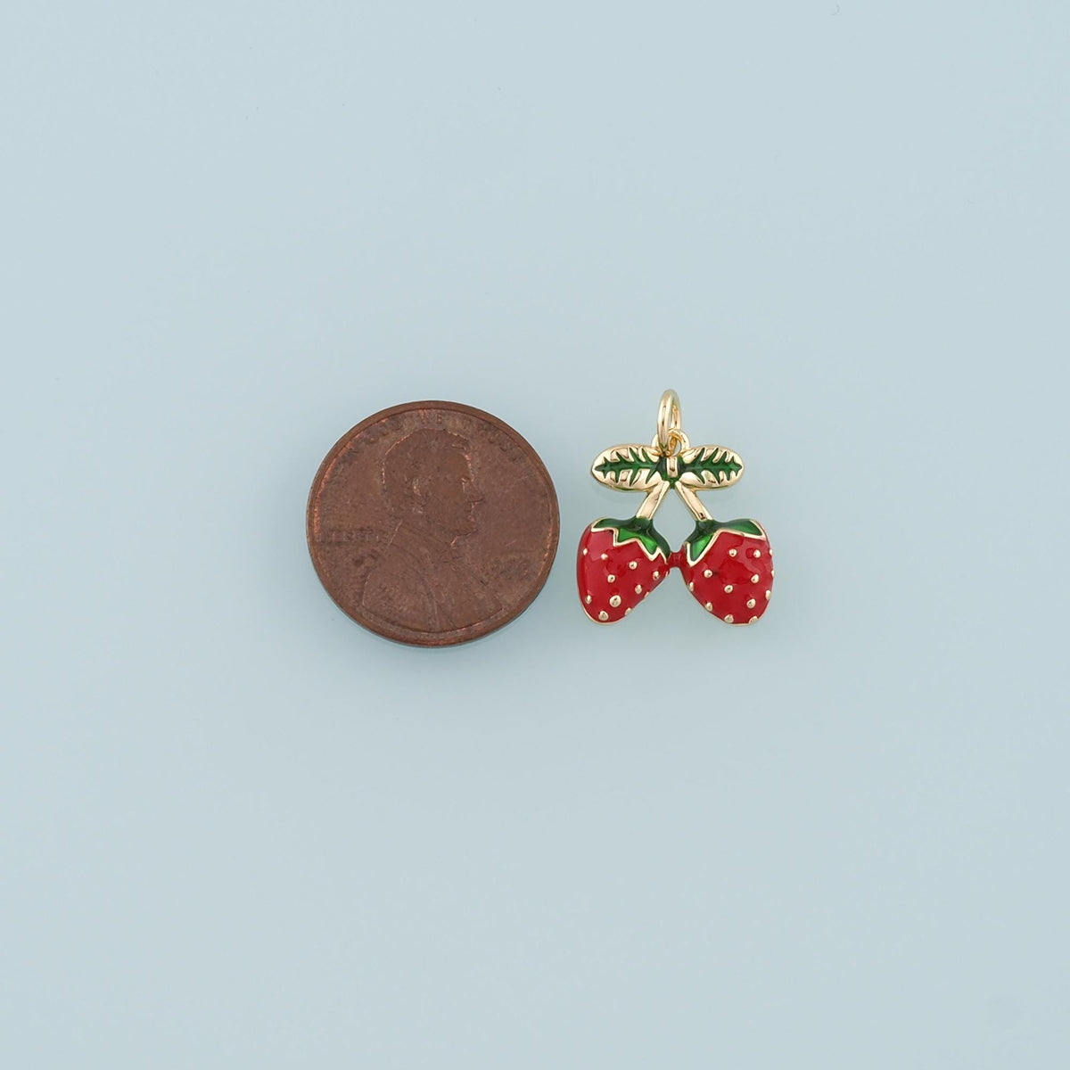 Gold Strawberry Charms,18K Gold Filled Strawberry Pendant,Enamel Fruit Charm Bracelet Necklace for DIY Jewelry Making Supply