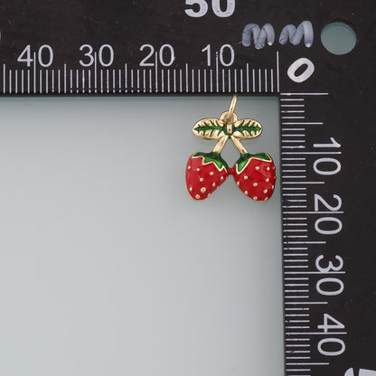 Gold Strawberry Charms,18K Gold Filled Strawberry Pendant,Enamel Fruit Charm Bracelet Necklace for DIY Jewelry Making Supply