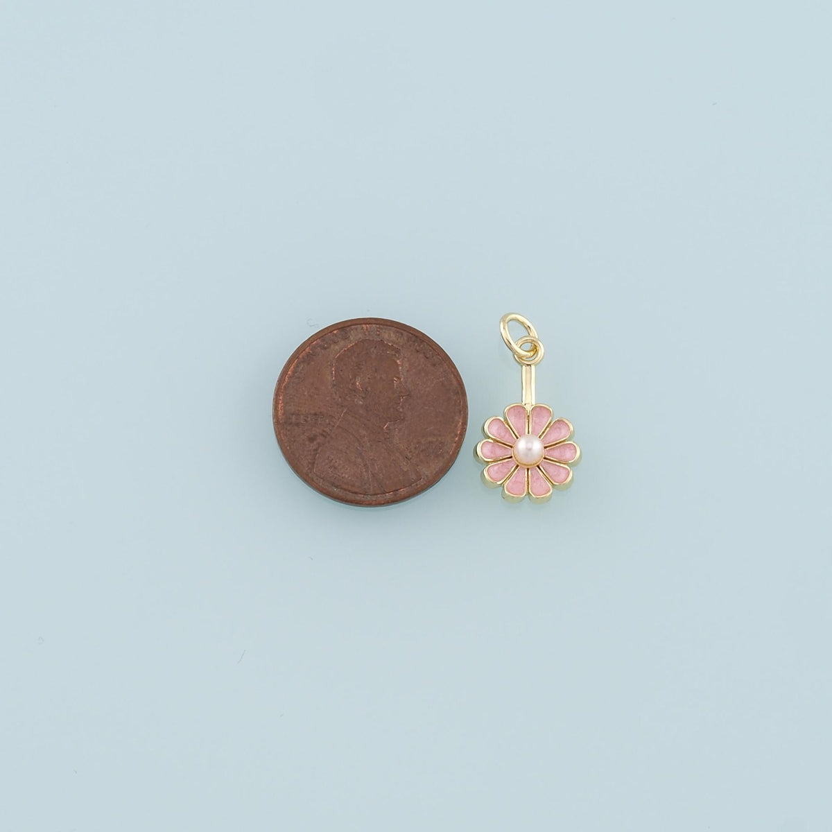 Gold Daisy Charms,18K Gold Filled Pearl Daisy Pendant,Enamel Flower Charm Bracelet Necklace for DIY Jewelry Making Supply