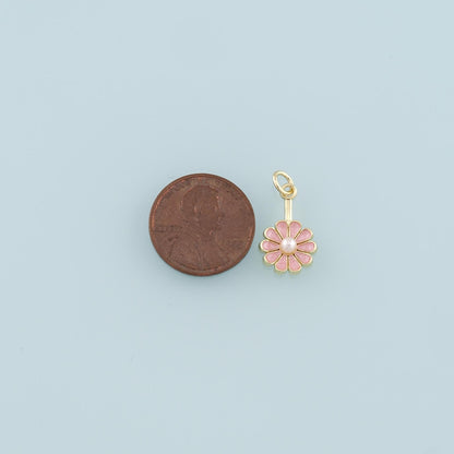 Gold Daisy Charms,18K Gold Filled Pearl Daisy Pendant,Enamel Flower Charm Bracelet Necklace for DIY Jewelry Making Supply