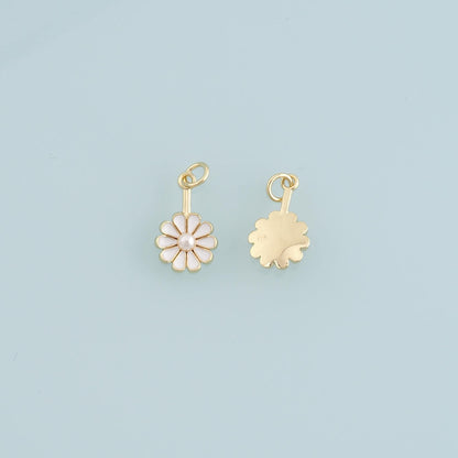Gold Daisy Charms,18K Gold Filled Pearl Daisy Pendant,Enamel Flower Charm Bracelet Necklace for DIY Jewelry Making Supply