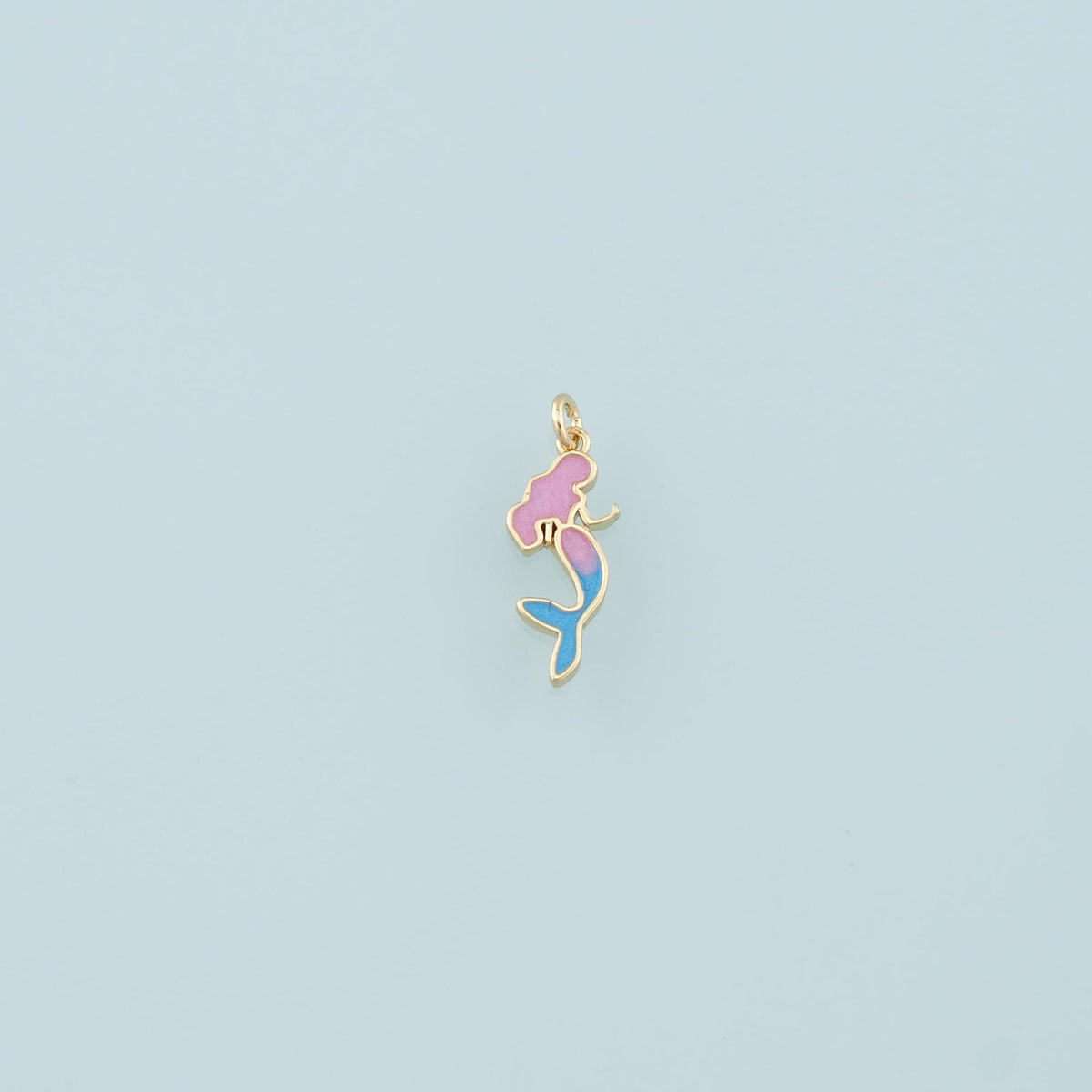 Gold Mermaid Charms,18K Gold Filled Mermaid Pendant,Enamel Mermaid Charm Bracelet Necklace for DIY Jewelry Making Supply