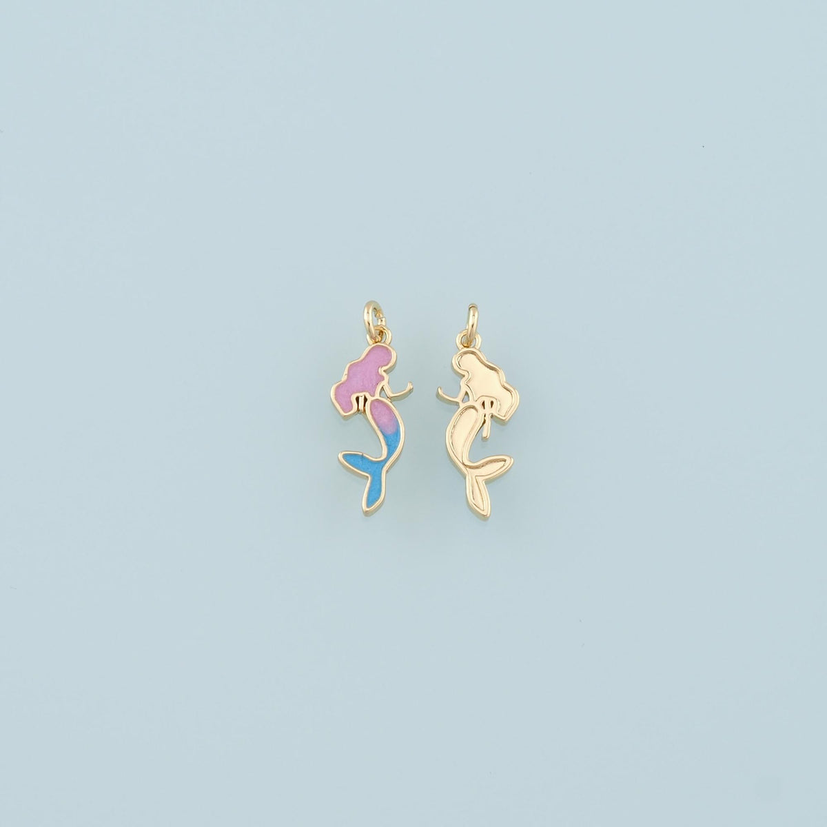 Gold Mermaid Charms,18K Gold Filled Mermaid Pendant,Enamel Mermaid Charm Bracelet Necklace for DIY Jewelry Making Supply