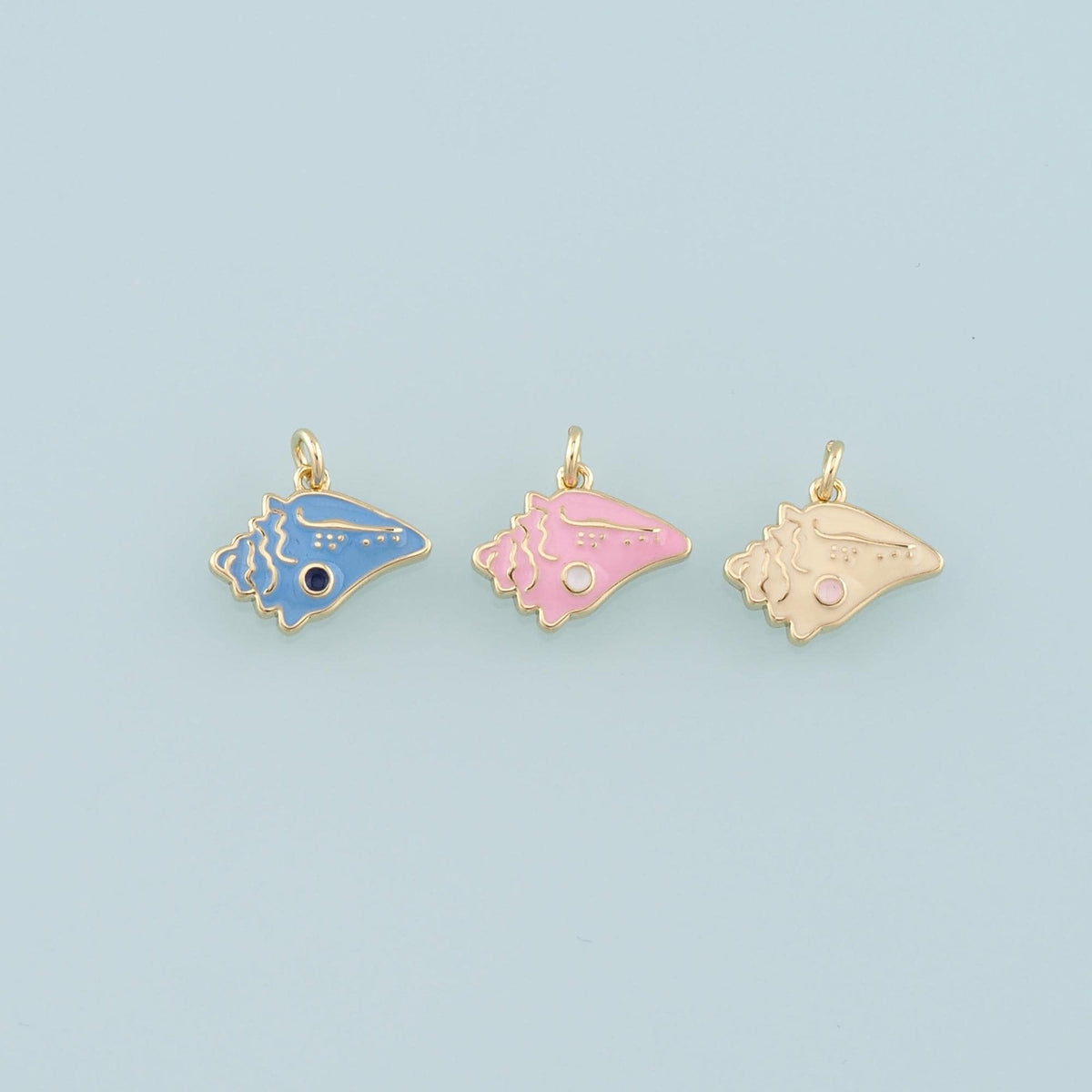18K Gold Filled Enamel Shell Charm Pendant for Jewelry Making
