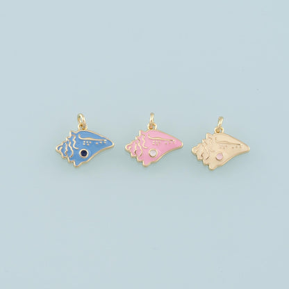 18K Gold Filled Enamel Shell Charm Pendant for Jewelry Making