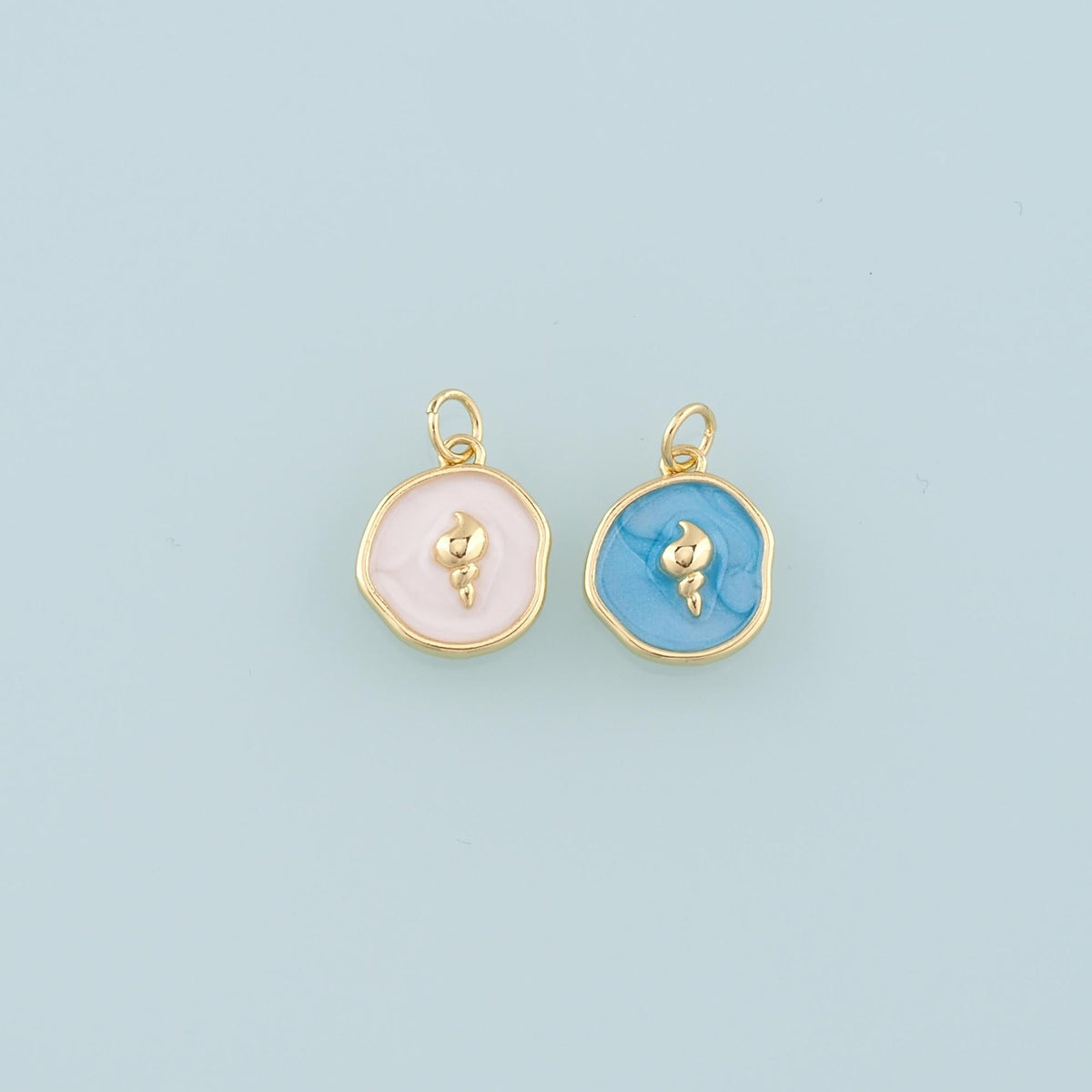 18K Gold Filled Shell Enamel Charm Pendant for Jewelry Making
