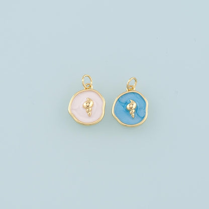 18K Gold Filled Shell Enamel Charm Pendant for Jewelry Making