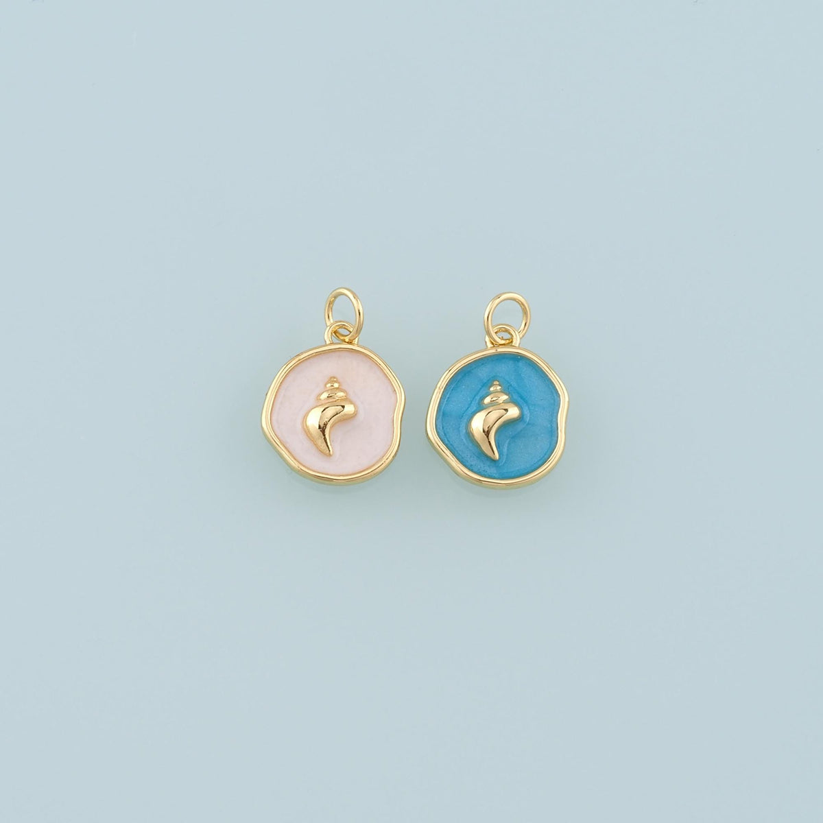 Gold Conch Charms,18K Gold Filled Conch Pendant,Enamel Conch Shell Charm Bracelet Necklace for DIY Jewelry Making Supply