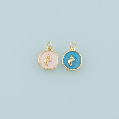 Gold Conch Charms,18K Gold Filled Conch Pendant,Enamel Conch Shell Charm Bracelet Necklace for DIY Jewelry Making Supply