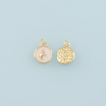 Gold Conch Charms,18K Gold Filled Conch Pendant,Enamel Conch Shell Charm Bracelet Necklace for DIY Jewelry Making Supply