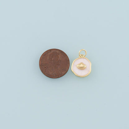 Gold Shell Charms,18K Gold Filled Scallop Pendant,Enamel Conch Shell Charm Bracelet Necklace for DIY Jewelry Making Supply