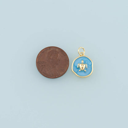 Gold Turtle Charms,18K Gold Filled Turtle Pendant,Enamel Turtle Charm Bracelet Necklace for DIY Jewelry Making Supply