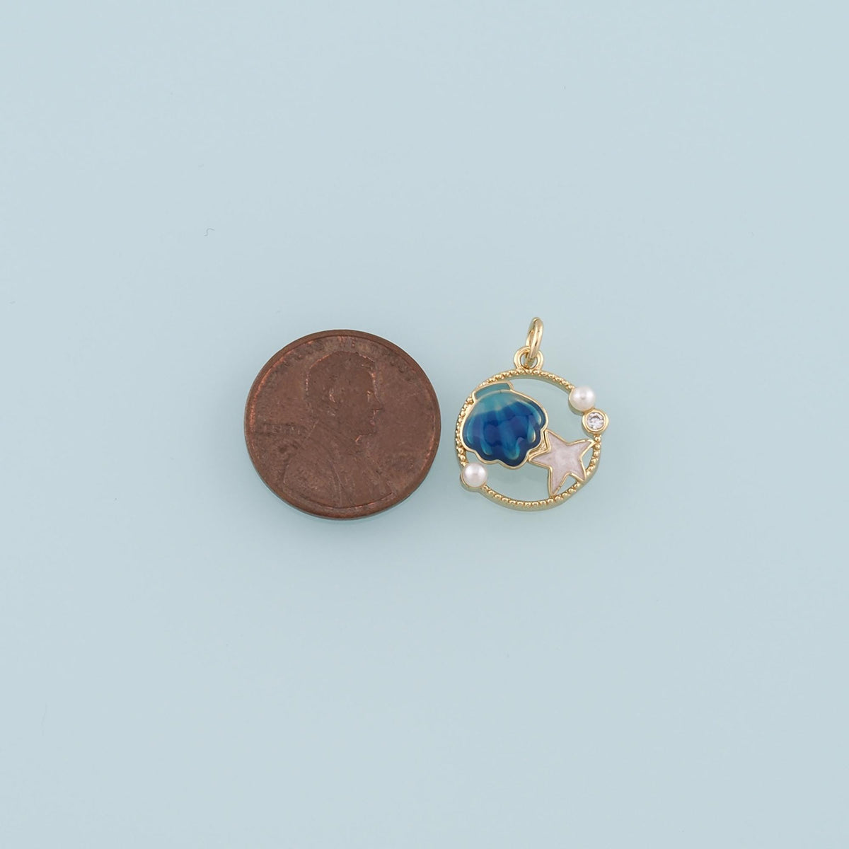 Gold Shell Charm,18K Gold Filled Scallop Pendant,Enamel Starfish Charm Bracelet Necklace for DIY Jewelry Making Supply