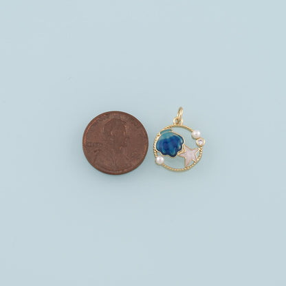 Gold Shell Charm,18K Gold Filled Scallop Pendant,Enamel Starfish Charm Bracelet Necklace for DIY Jewelry Making Supply