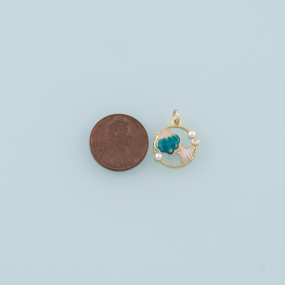 Gold Shell Charm,18K Gold Filled Scallop Pendant,Enamel Starfish Charm Bracelet Necklace for DIY Jewelry Making Supply