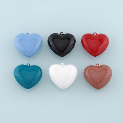 Gold Heart Charms,18K Gold Filled Big Heart Pendant,Enamel Heart Charm Bracelet Necklace for DIY Jewelry Making Supply