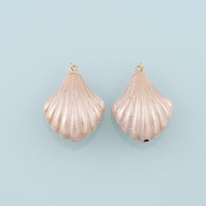Gold Conch Charms,18K Gold Filled Big Shell Pendant,Enamel Conch Shell Charm Bracelet Necklace for DIY Jewelry Making Supply