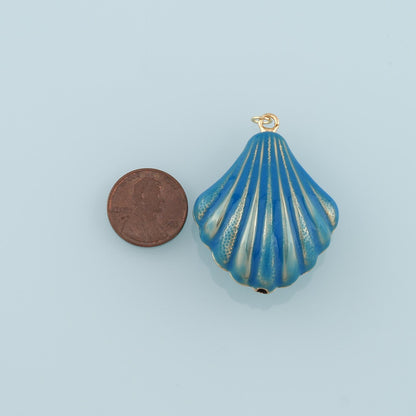 Gold Conch Charms,18K Gold Filled Big Shell Pendant,Enamel Conch Shell Charm Bracelet Necklace for DIY Jewelry Making Supply