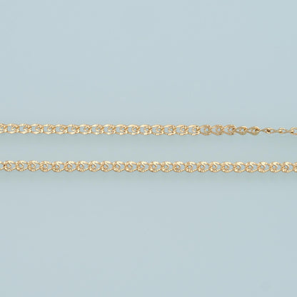 Gold Curb Chain,18K Gold Filled Texture Chain for Necklace Bracelet DIY Jewelry Making Supply 3x4.5mm