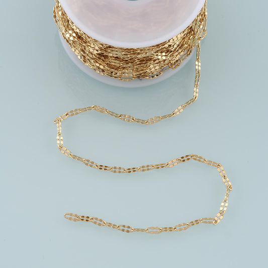 Gold Oval Chain,18K Gold Filled Thin Oval Chain for Necklace Bracelet DIY Jewelry Making Supply 3x6.5mm