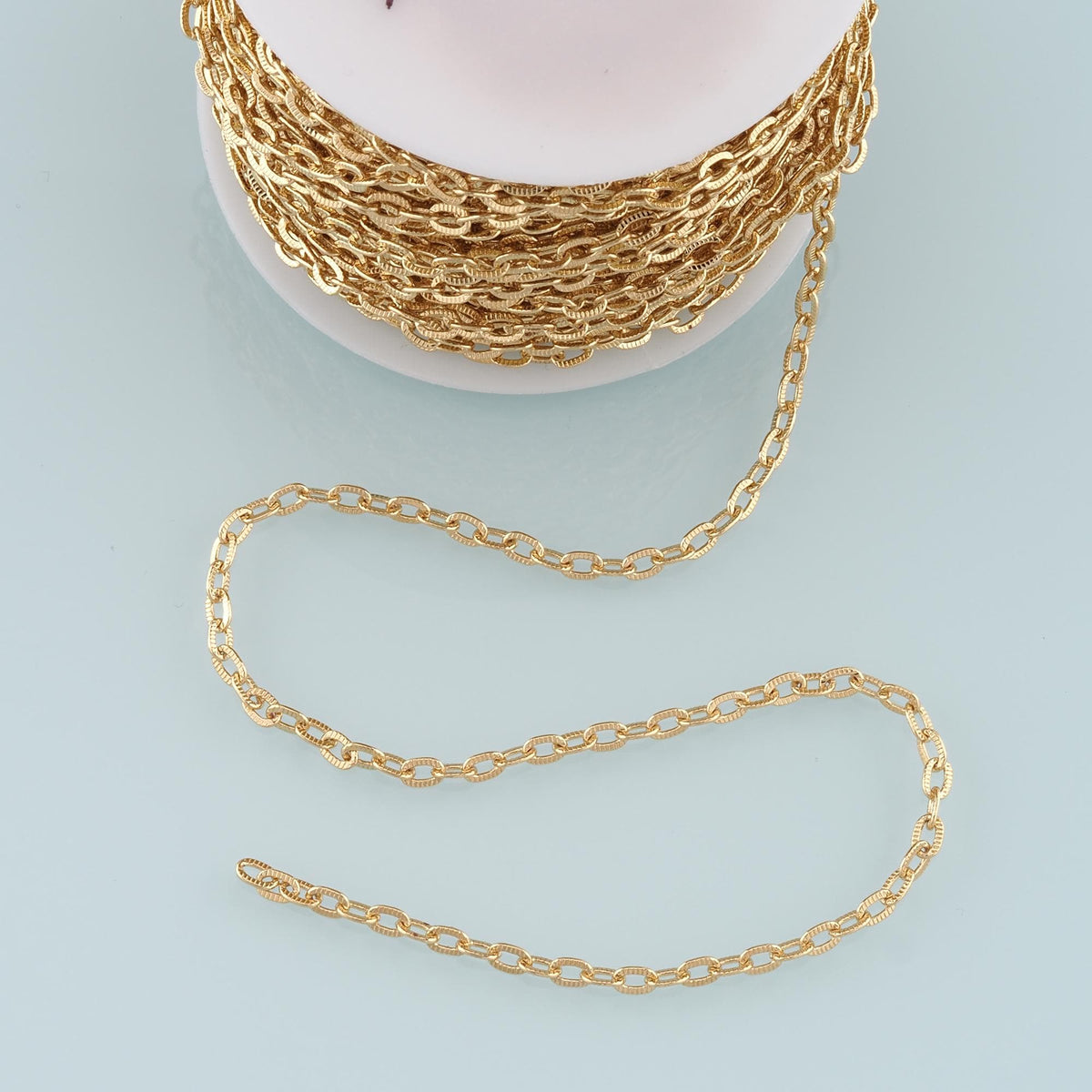 18K Gold Filled Oval Oval Chain 5 mm, 3.28 ft for Jewelry Making