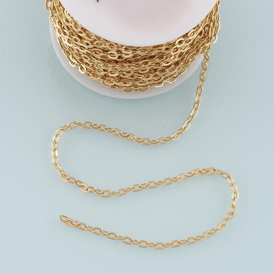 Gold Oval Chain,18K Gold Filled Oval Chain for Necklace Bracelet DIY Jewelry Making Supply 3.5x5mm