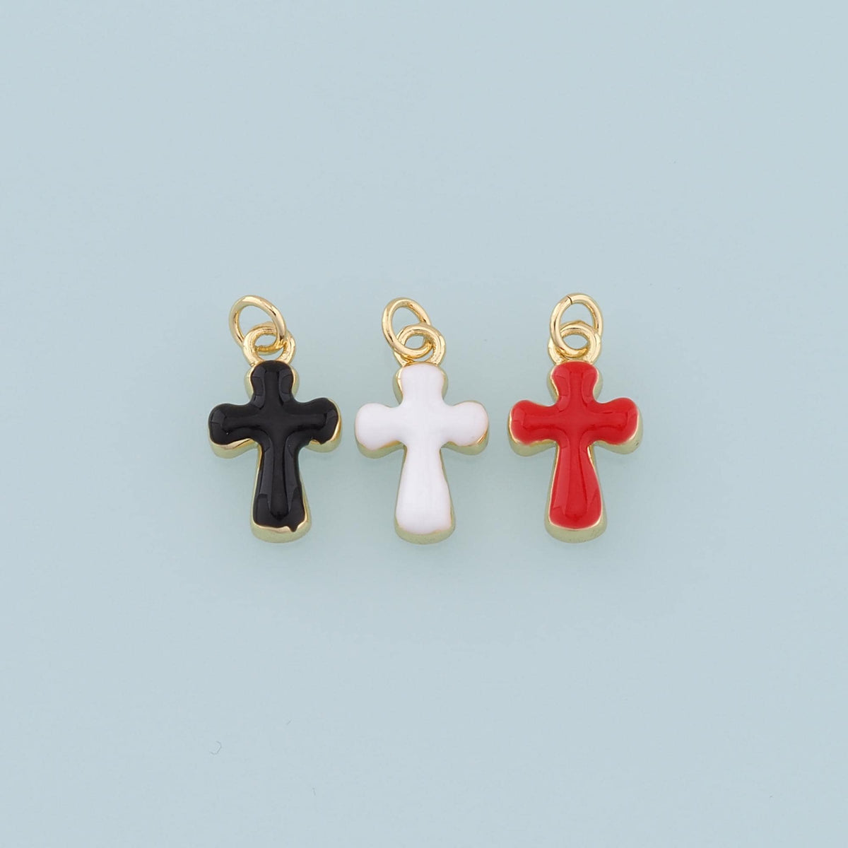 Gold Cross Charms,18K Gold Filled Enamel Cross Pendant,Protect Religious Charm Bracelet Necklace for DIY Jewelry Making Suppl