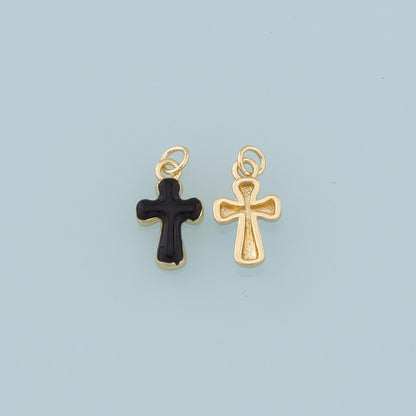 Gold Cross Charms,18K Gold Filled Enamel Cross Pendant,Protect Religious Charm Bracelet Necklace for DIY Jewelry Making Suppl