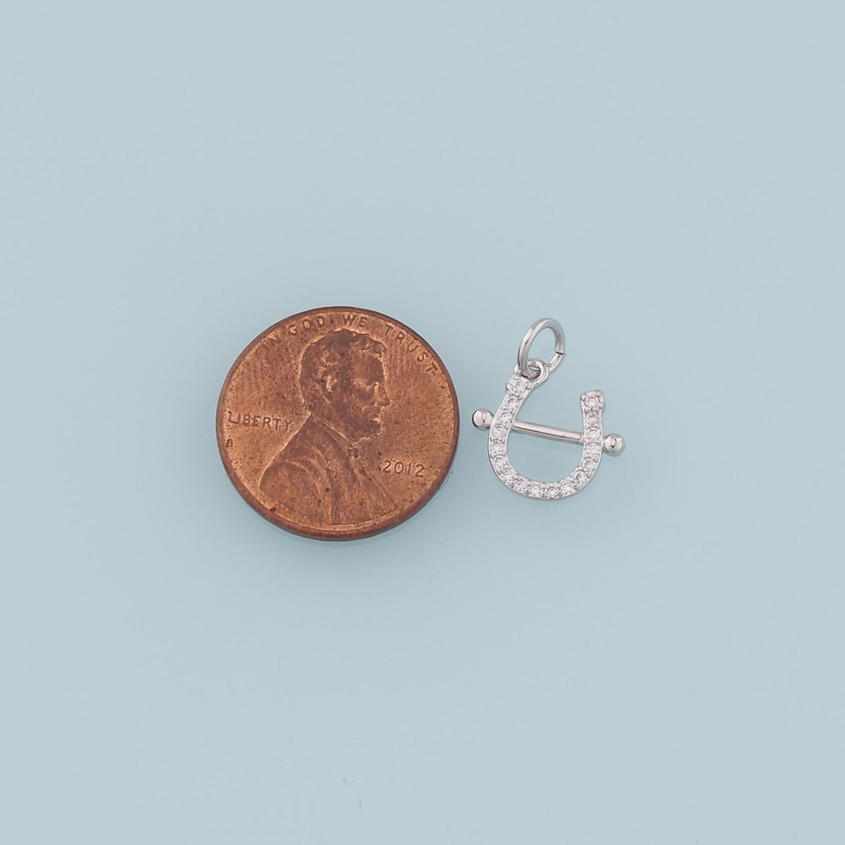 18K Gold Filled Cubic Zirconia Horseshoe Charm Pendant for Jewelry Making
