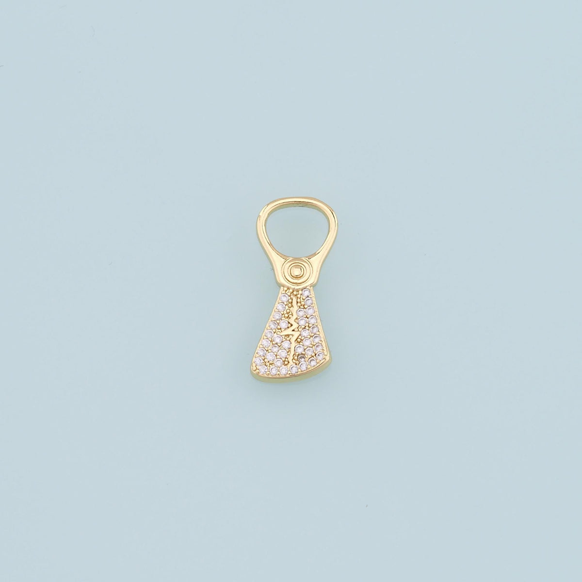 Gold Can Tab Charms,18K Gold Filled CZ Soda Pop Pull Pendant Charm Bracelet Necklace for DIY Jewelry Making Supply