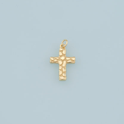 Gold Cross Charms,18K Gold Filled Cross Flower Pendant,Religion Charm Bracelet Necklace for DIY Jewelry Making Supply