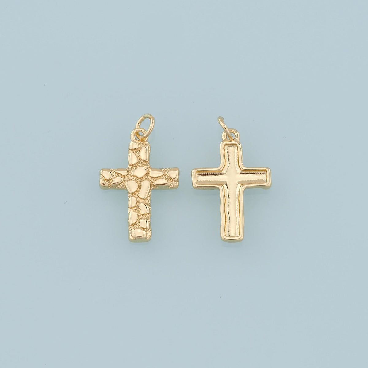 Gold Cross Charms,18K Gold Filled Cross Flower Pendant,Religion Charm Bracelet Necklace for DIY Jewelry Making Supply