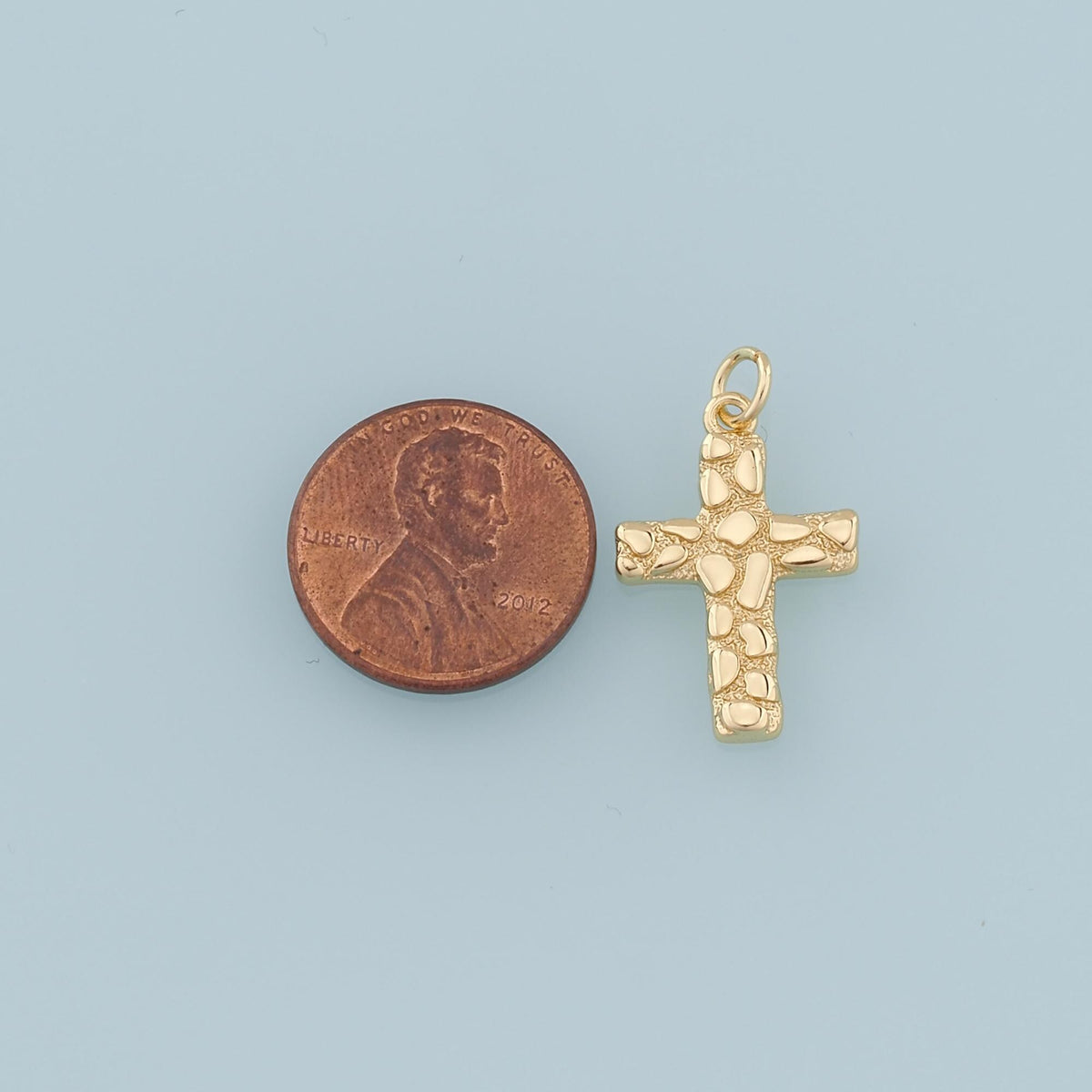 Gold Cross Charms,18K Gold Filled Cross Flower Pendant,Religion Charm Bracelet Necklace for DIY Jewelry Making Supply