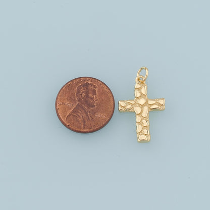 Gold Cross Charms,18K Gold Filled Cross Flower Pendant,Religion Charm Bracelet Necklace for DIY Jewelry Making Supply