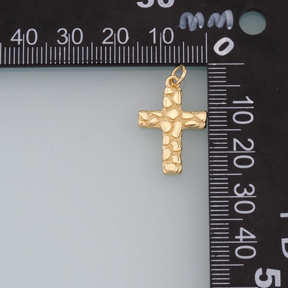 Gold Cross Charms,18K Gold Filled Cross Flower Pendant,Religion Charm Bracelet Necklace for DIY Jewelry Making Supply