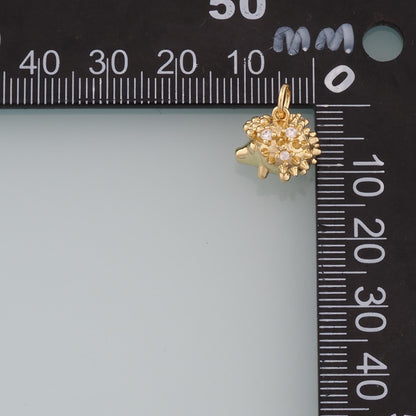 Gold Hedgehog Charms,18K Gold Filled Hedgehog Pendant,CZ Animal Charm Bracelet Necklace for DIY Jewelry Making Supply