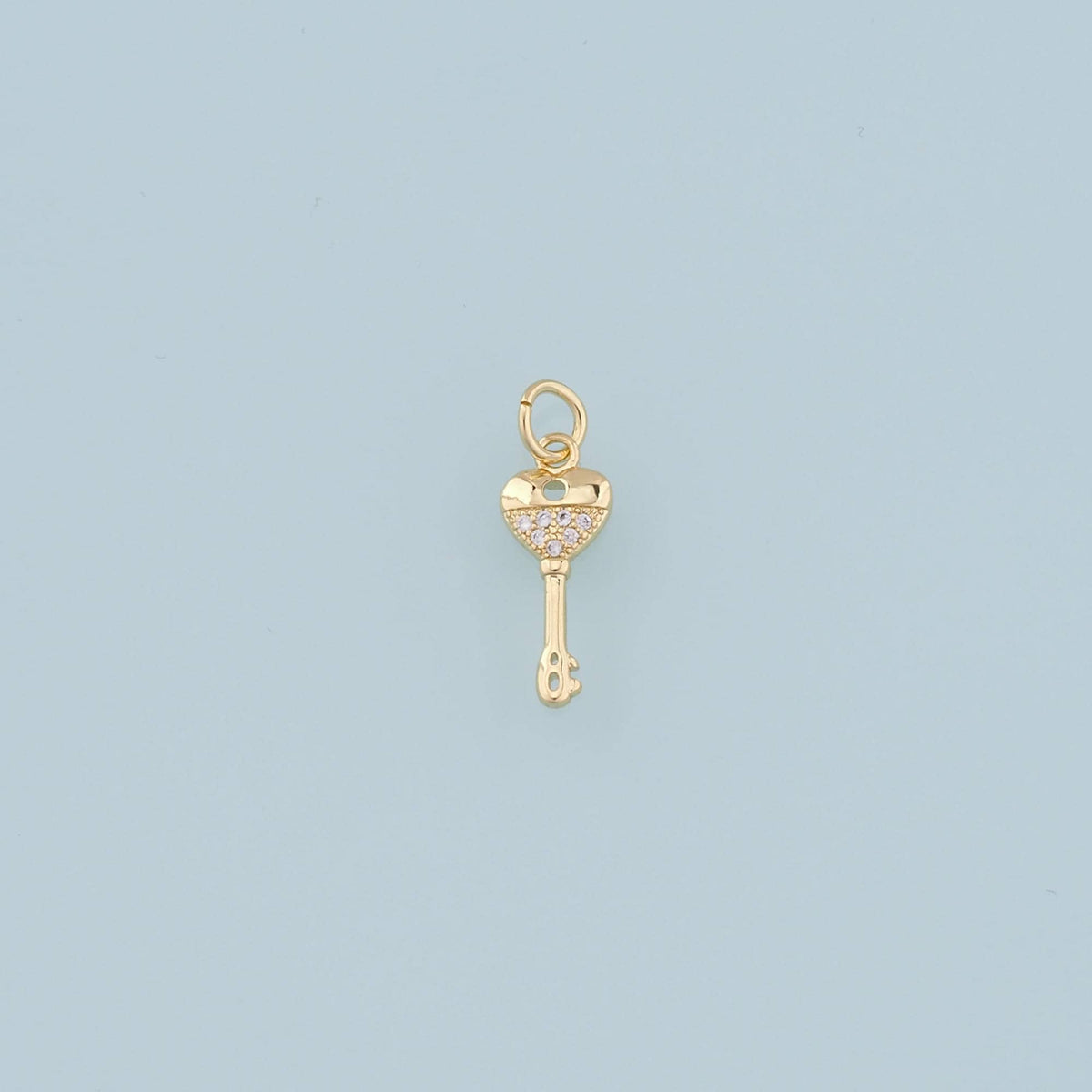 Gold Heart Key Charms,18K Gold Filled Key Pendant,Key Charm Bracelet Necklace for DIY Jewelry Making Supply