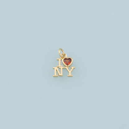Gold I love New York Charms,18K Gold Filled New York Pendant,New York Charm Bracelet Necklace for DIY Jewelry Making Supply