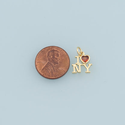 Gold I love New York Charms,18K Gold Filled New York Pendant,New York Charm Bracelet Necklace for DIY Jewelry Making Supply