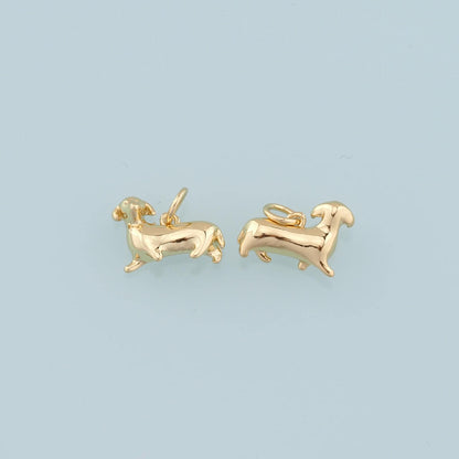 Gold Dog Charms,18K Gold Filled Dog Pendant,Cute Dog Charm Bracelet Necklace for DIY Jewelry Making Supply