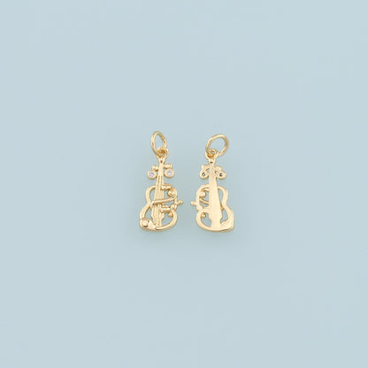 Gold Guitar Charms,18K Gold Filled CZ Micro Pave Guitar Pendant,Music Charm Bracelet Necklace for DIY Jewelry Making Supply