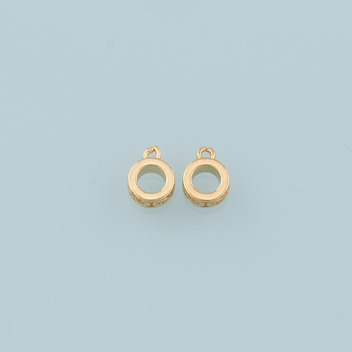 Gold Bail Charm Holder Spacer,18K Gold Filled With Loop Round Bead Spacer Bracelet Necklace for DIY Jewelry Making Supply