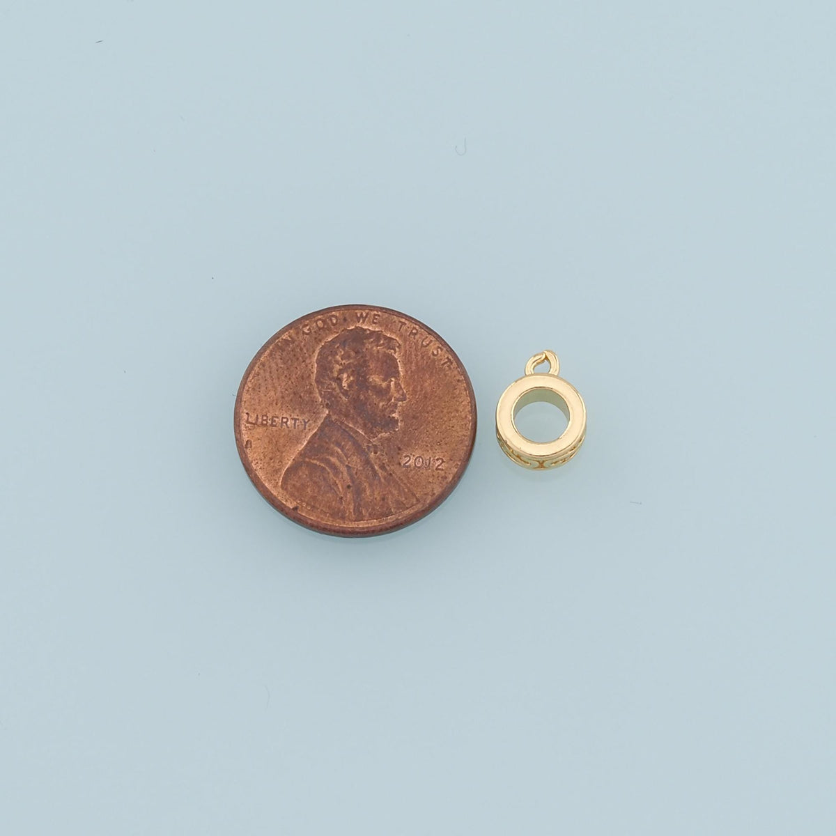Gold Bail Charm Holder Spacer,18K Gold Filled With Loop Round Bead Spacer Bracelet Necklace for DIY Jewelry Making Supply