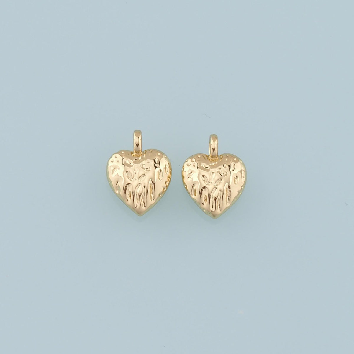 Gold Heart Charms,18K Gold Filled Heart Pendant,Heart Charm Bracelet Necklace for DIY Jewelry Making Supply