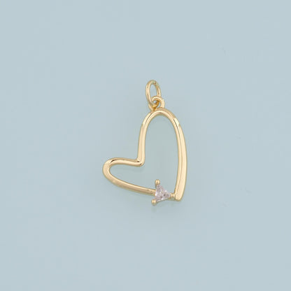 Gold Heart Charms,18K Gold Filled Heart Pendant,Heart Charm Bracelet Necklace for DIY Jewelry Making Supply